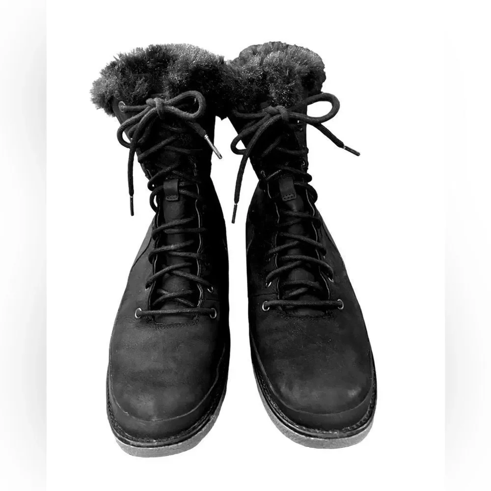 Merrell Tremblant Ezra Waterproof Winter Snow Boots Black Suede Leather SZ 9